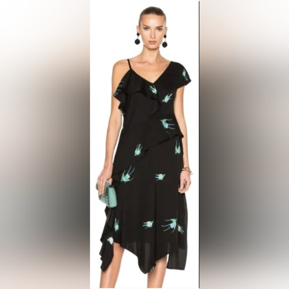 Diane Von Furstenberg Bird Print Silk Dress Size 2